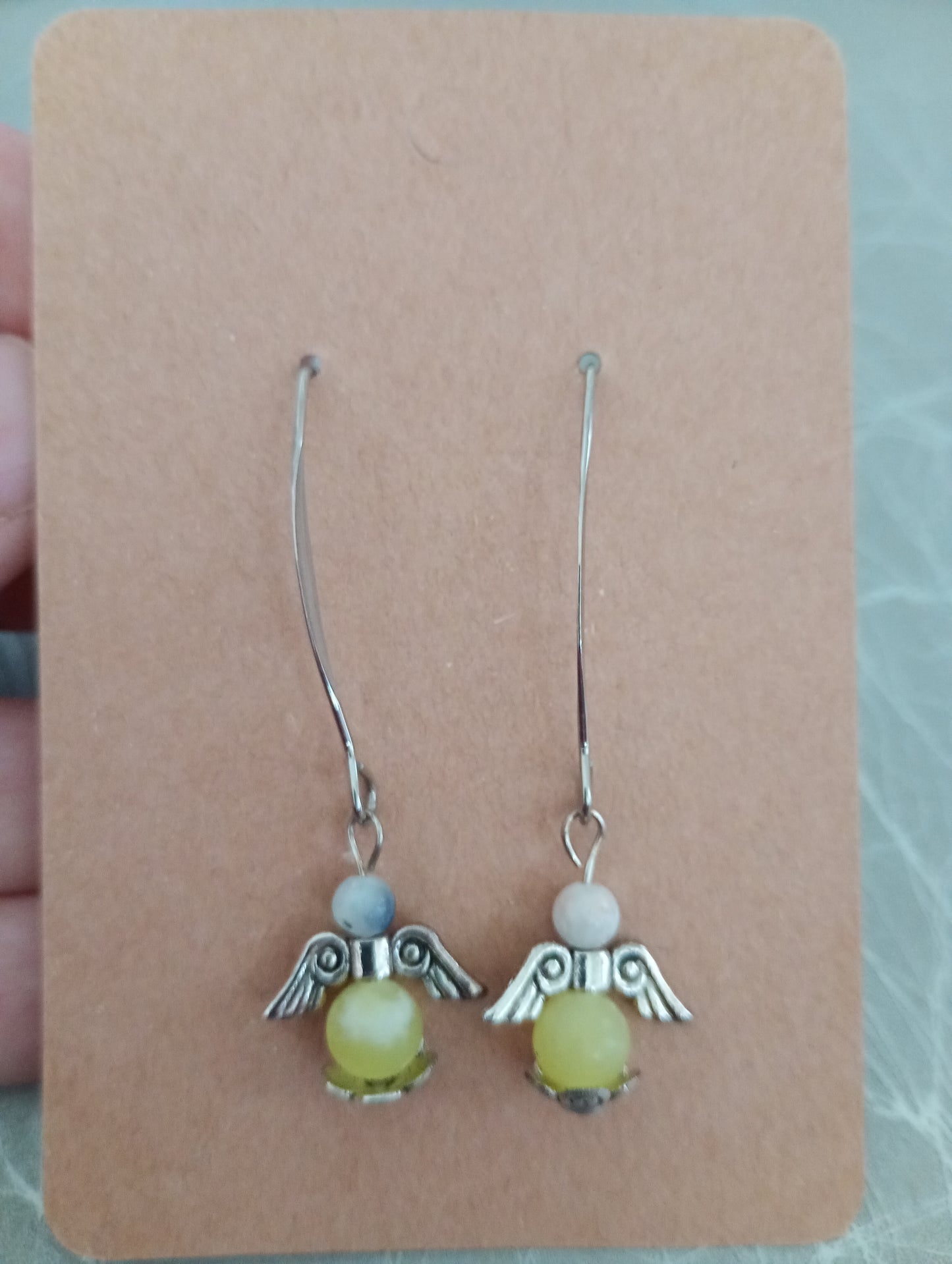 Oorhangers geluksengel sodaliet en lemon jade