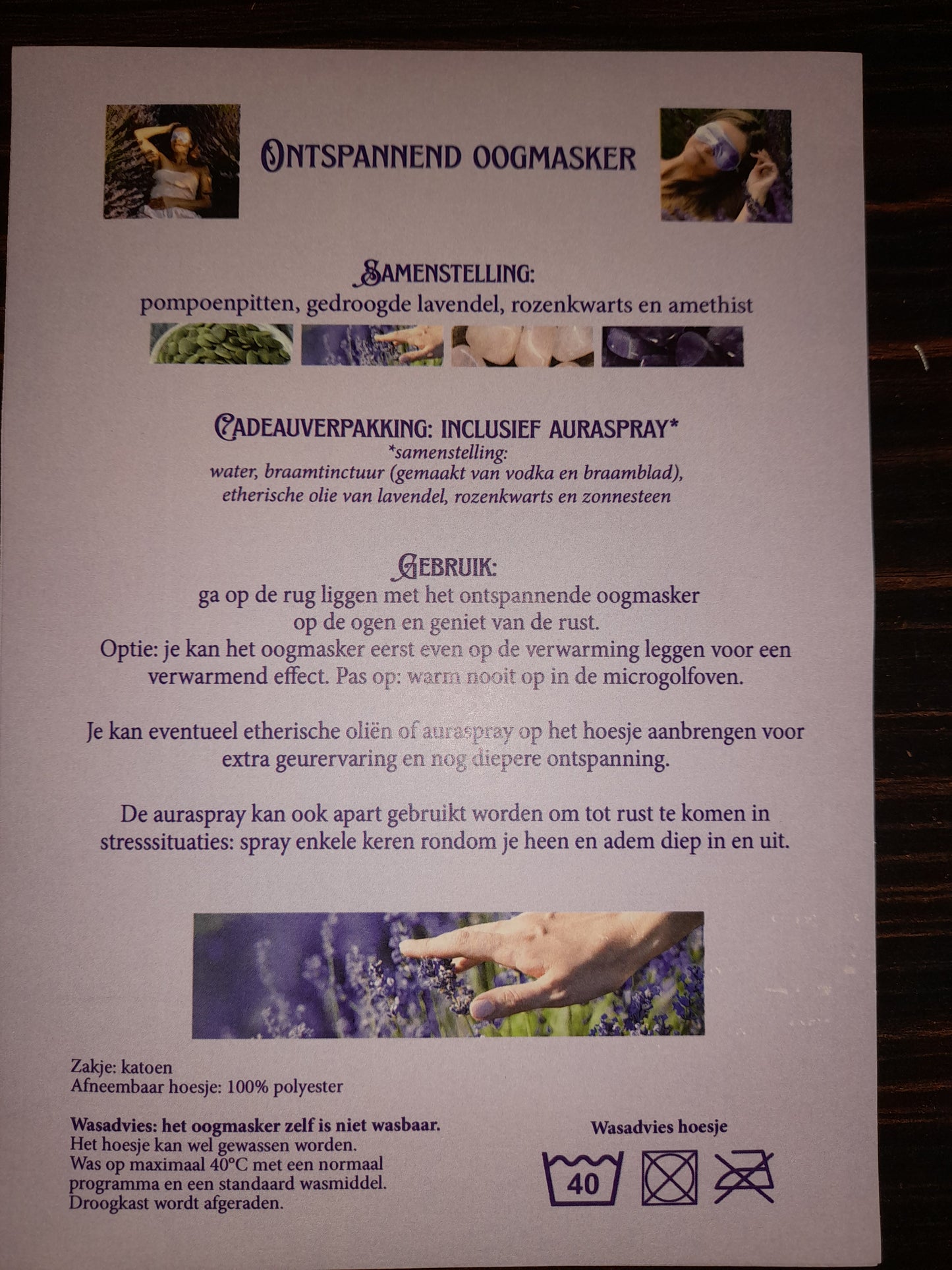 Ontspannend lavendel oogmasker